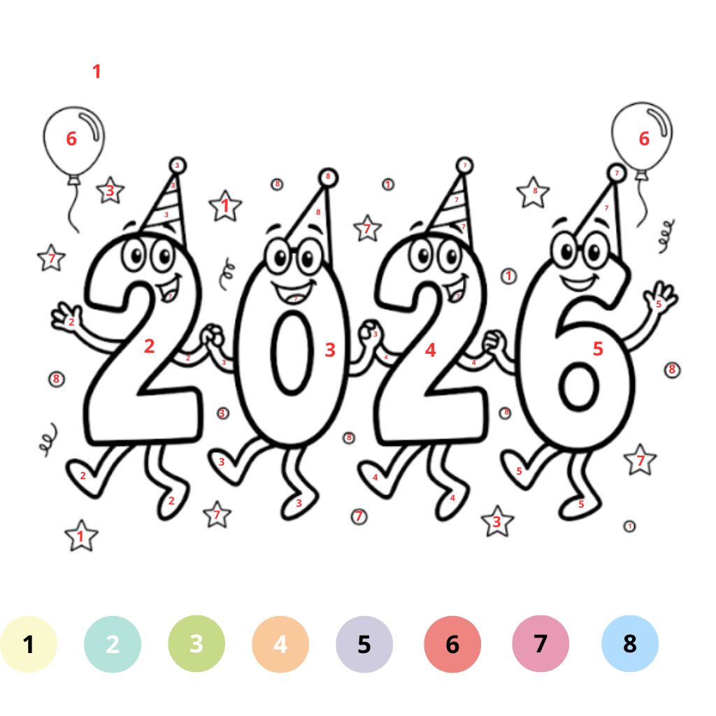 Coloriage Bonne Année par numéros (2)