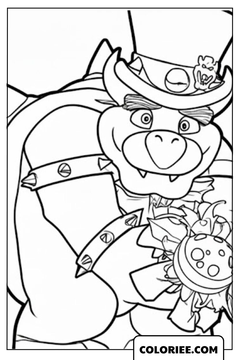 Coloriage Bowser Mariage Costume
