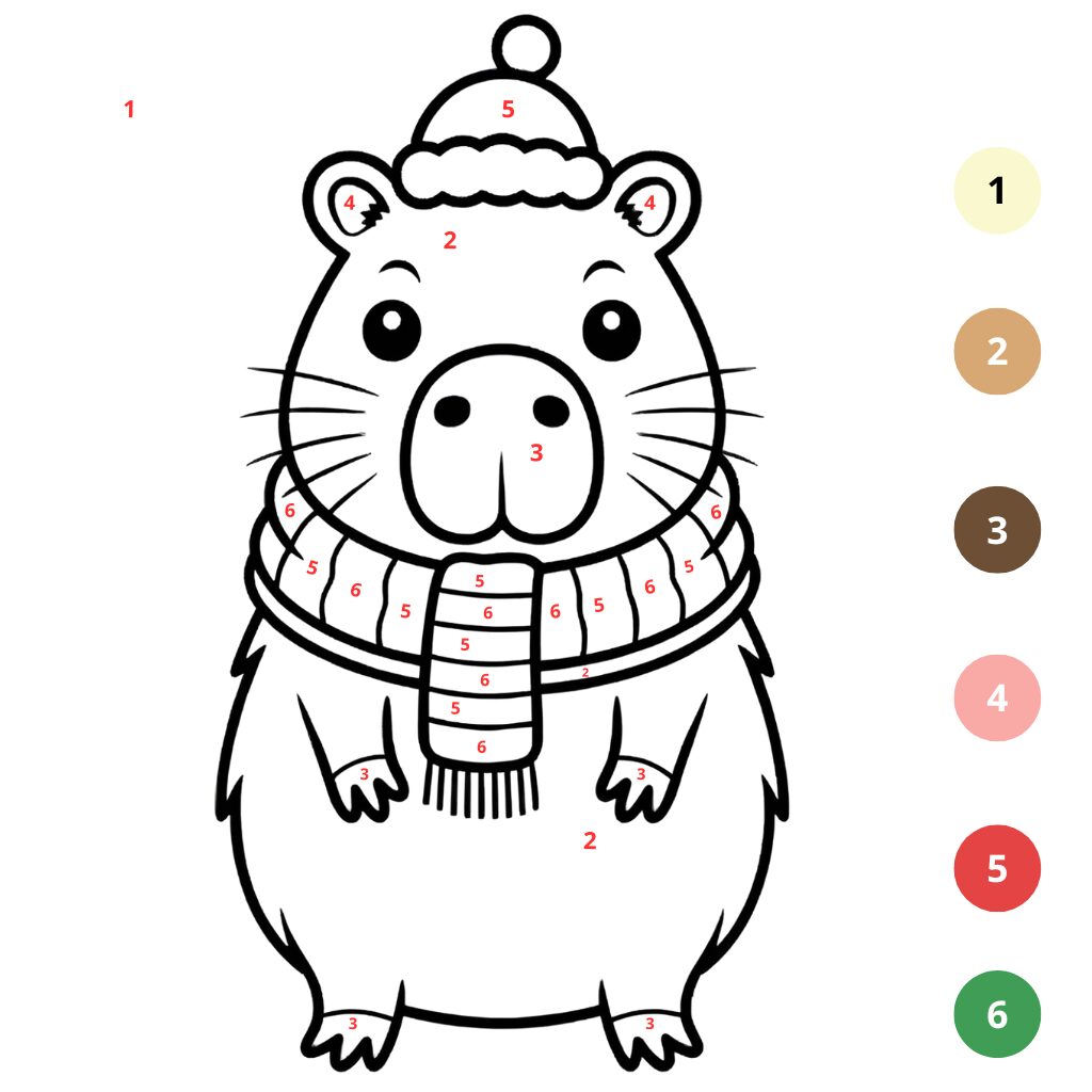 Coloriage Capybara par numéros (2)
