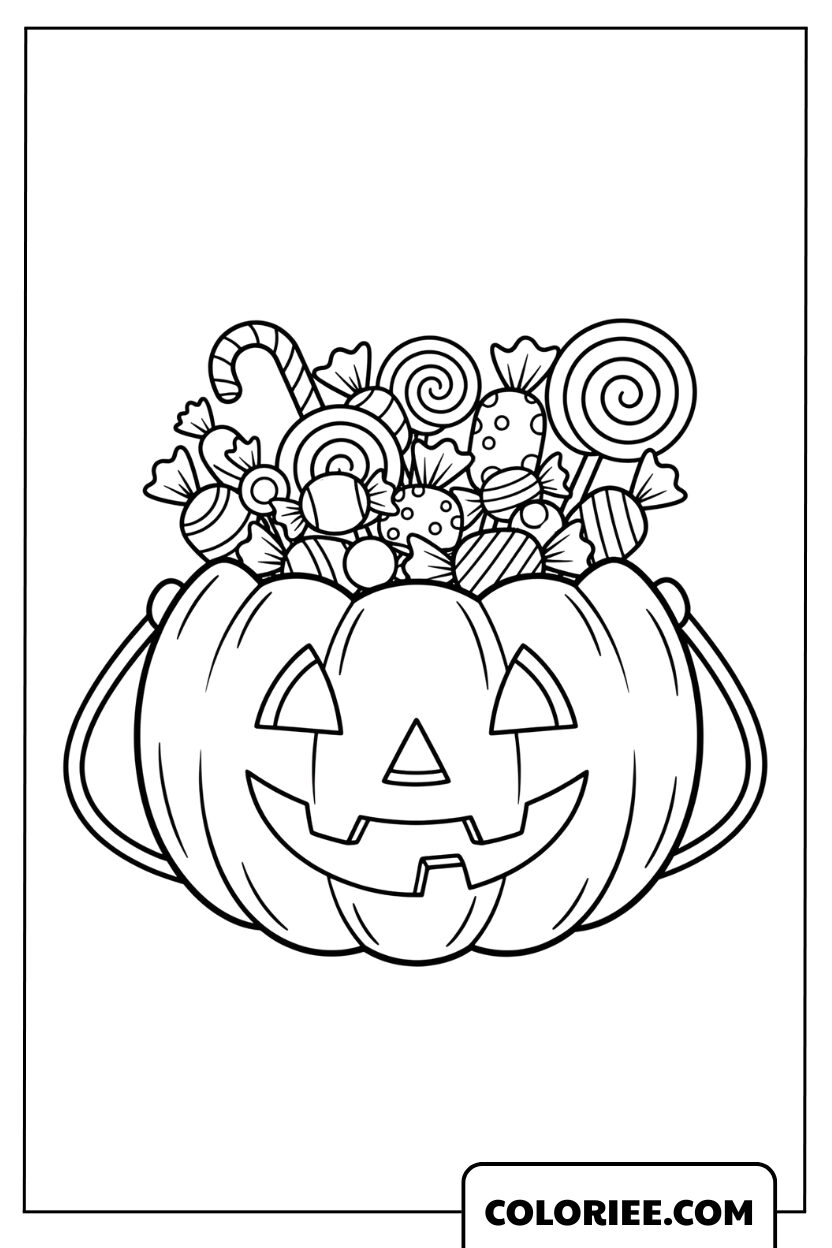 Coloriage Citrouille aux Bonbons d’Halloween