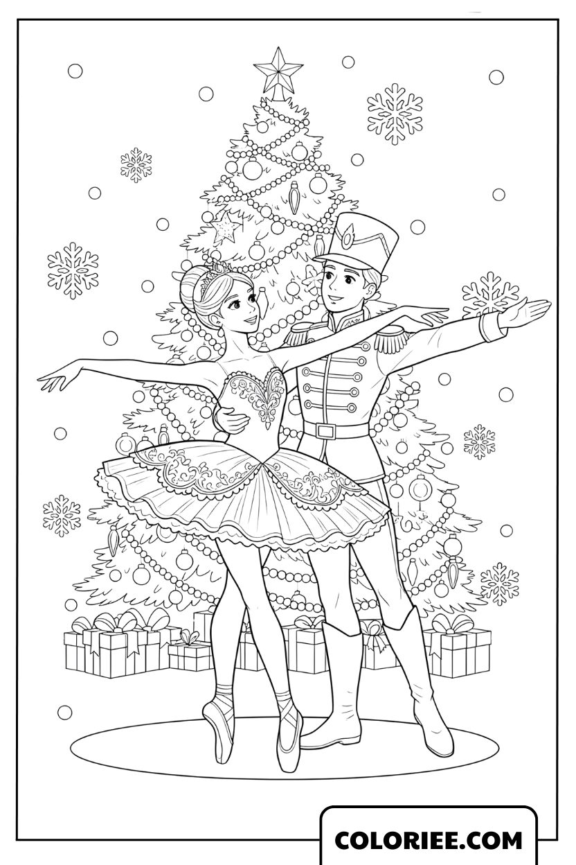 Coloriage Danse du Casse-Noisette la Nuit de Noël