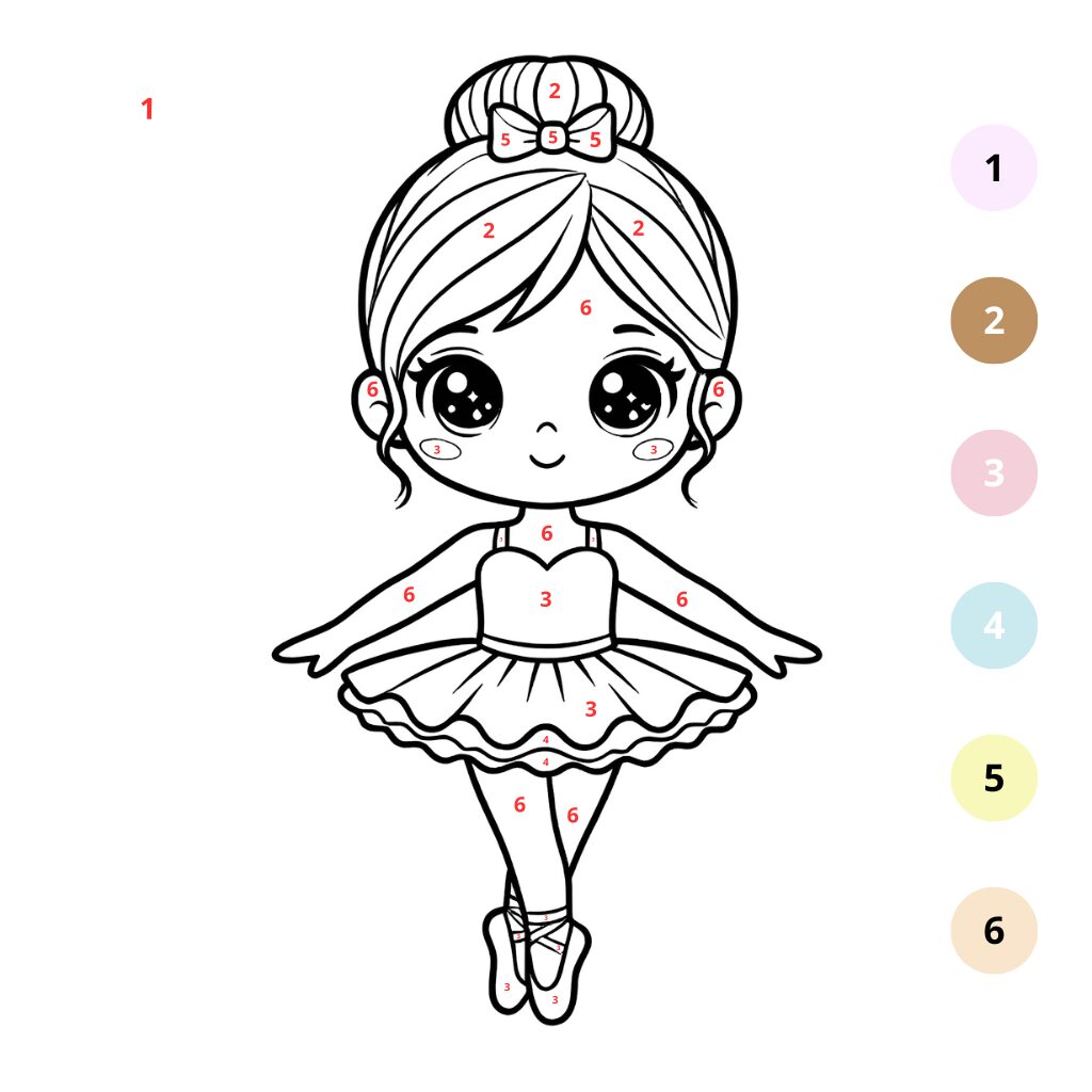 Coloriage Danseuse de Ballet par numéros (2)