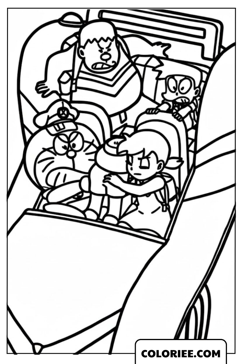 Coloriage Doraemon Aventure Voiture