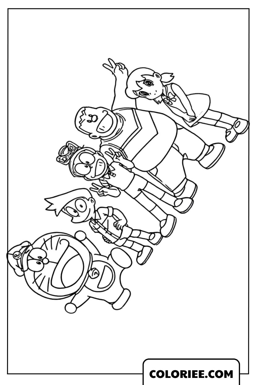Coloriage Doraemon Et Amis Pose