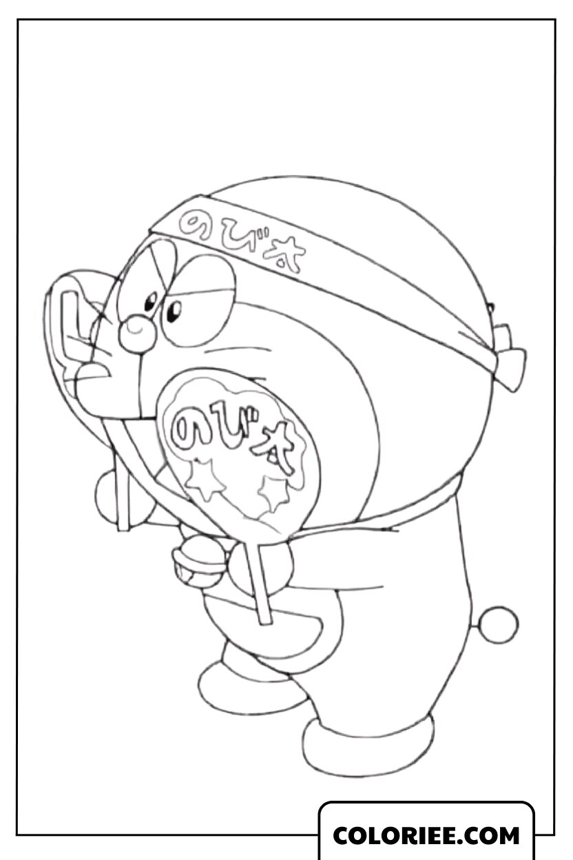 Coloriage Doraemon Supporter Nobita