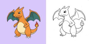 Coloriage Dracaufeu ft