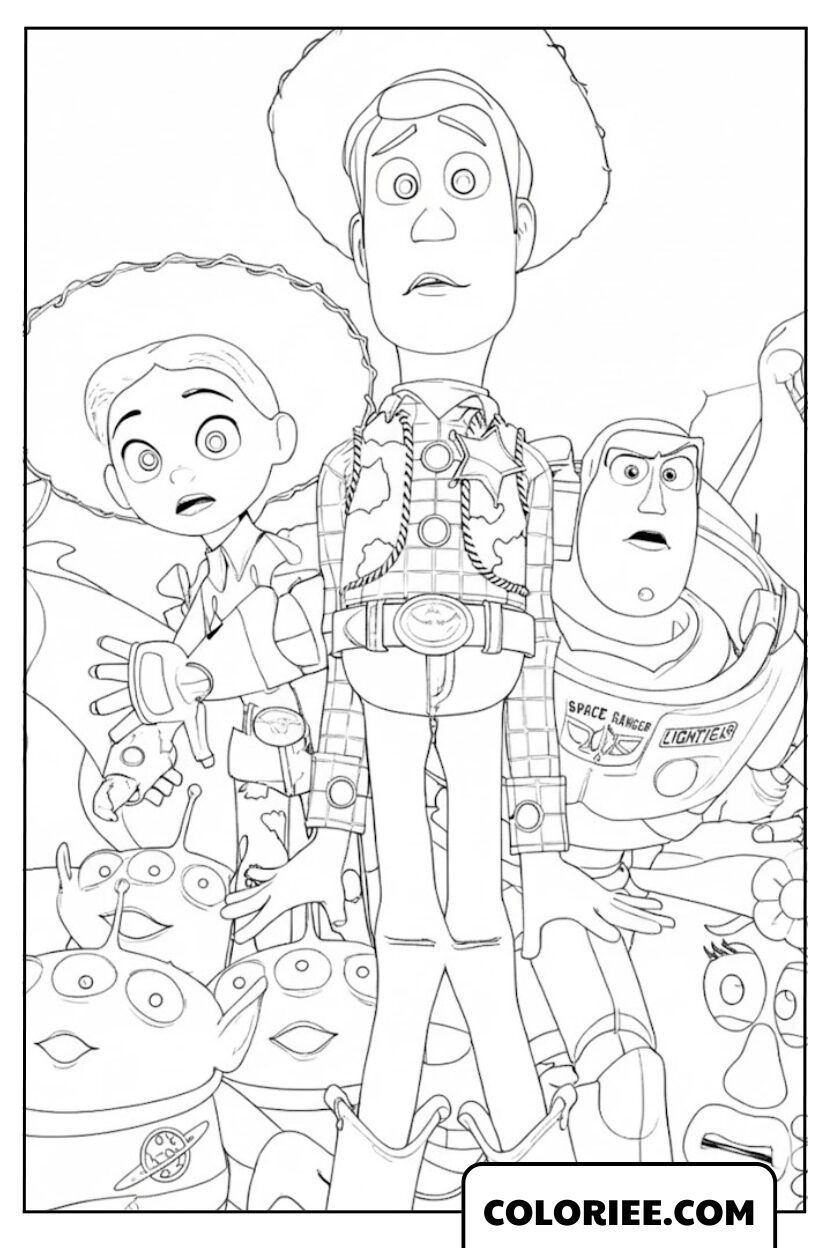 Coloriage Groupe Toy Story Etonne