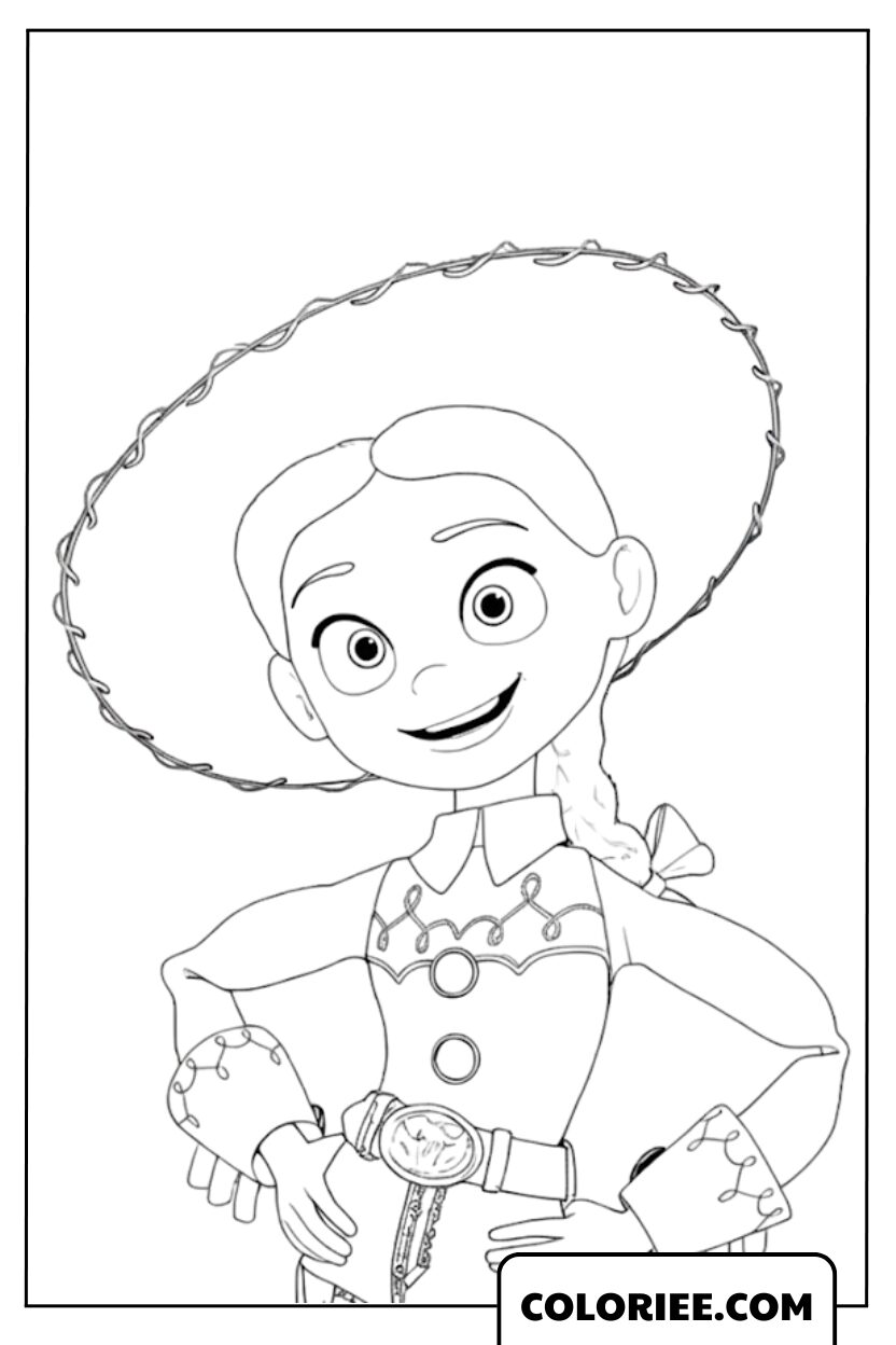 Coloriage Jessie Cowgirl Heureuse