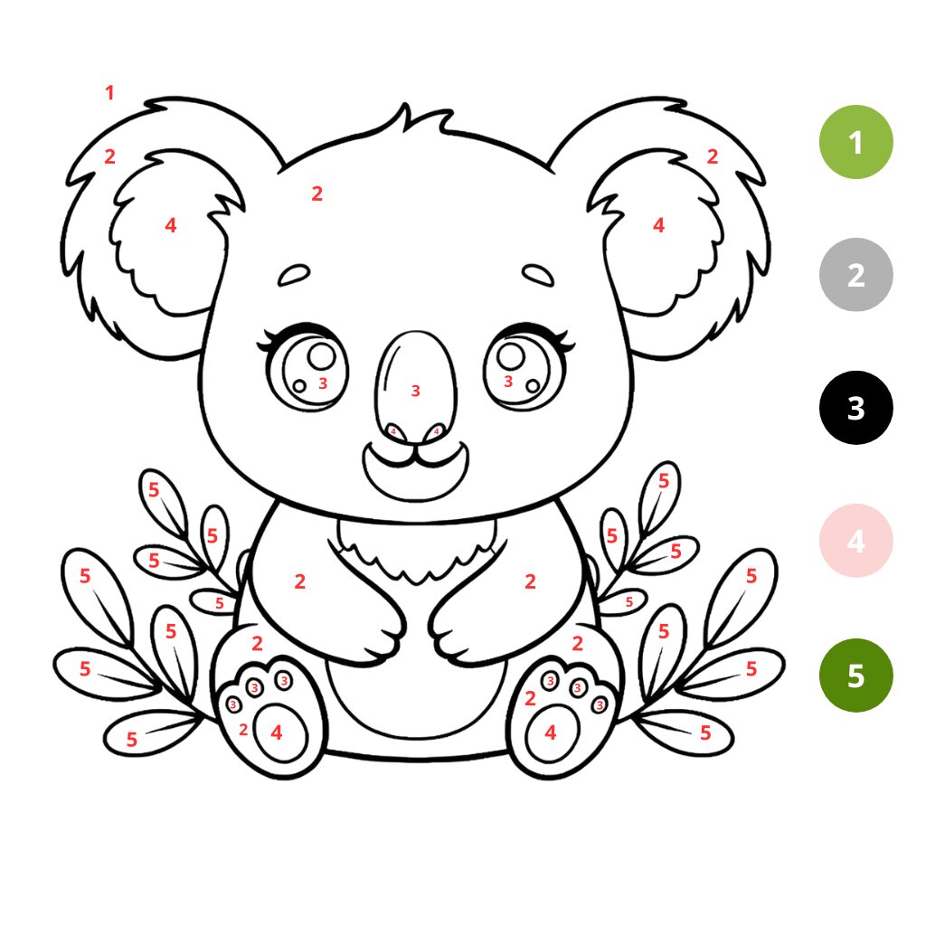 Coloriage Koala par numéros (2)