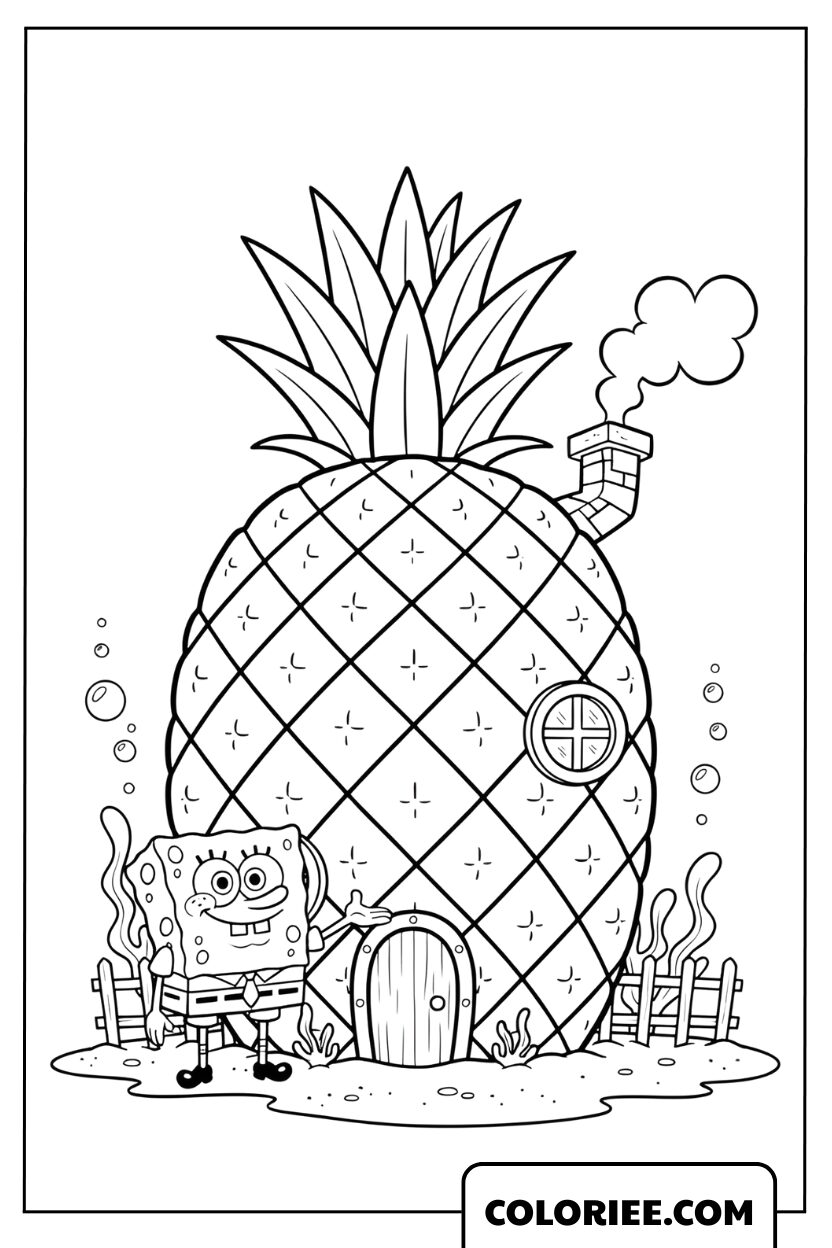 Coloriage Maison Ananas Magique Sous la Mer
