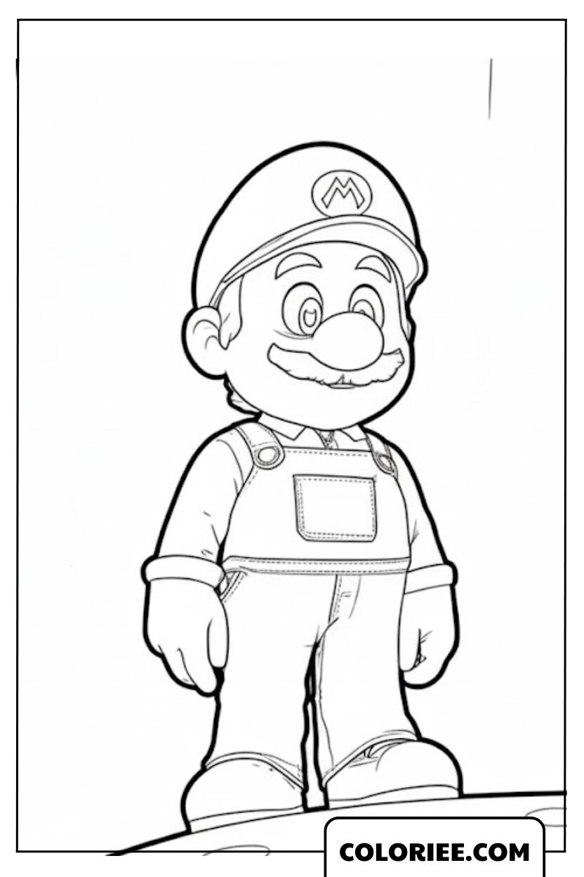 Coloriage Mario Debout Simple