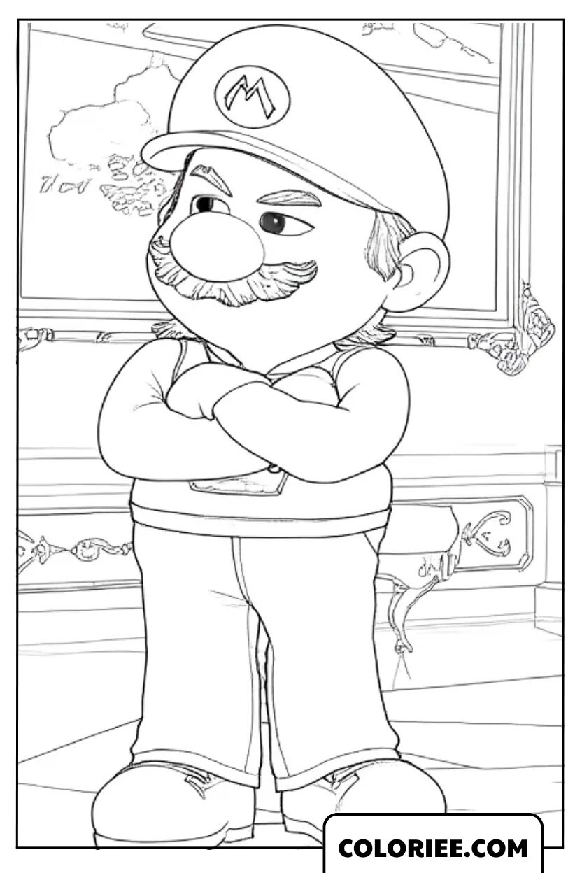 Coloriage Mario Fier Bras Croises