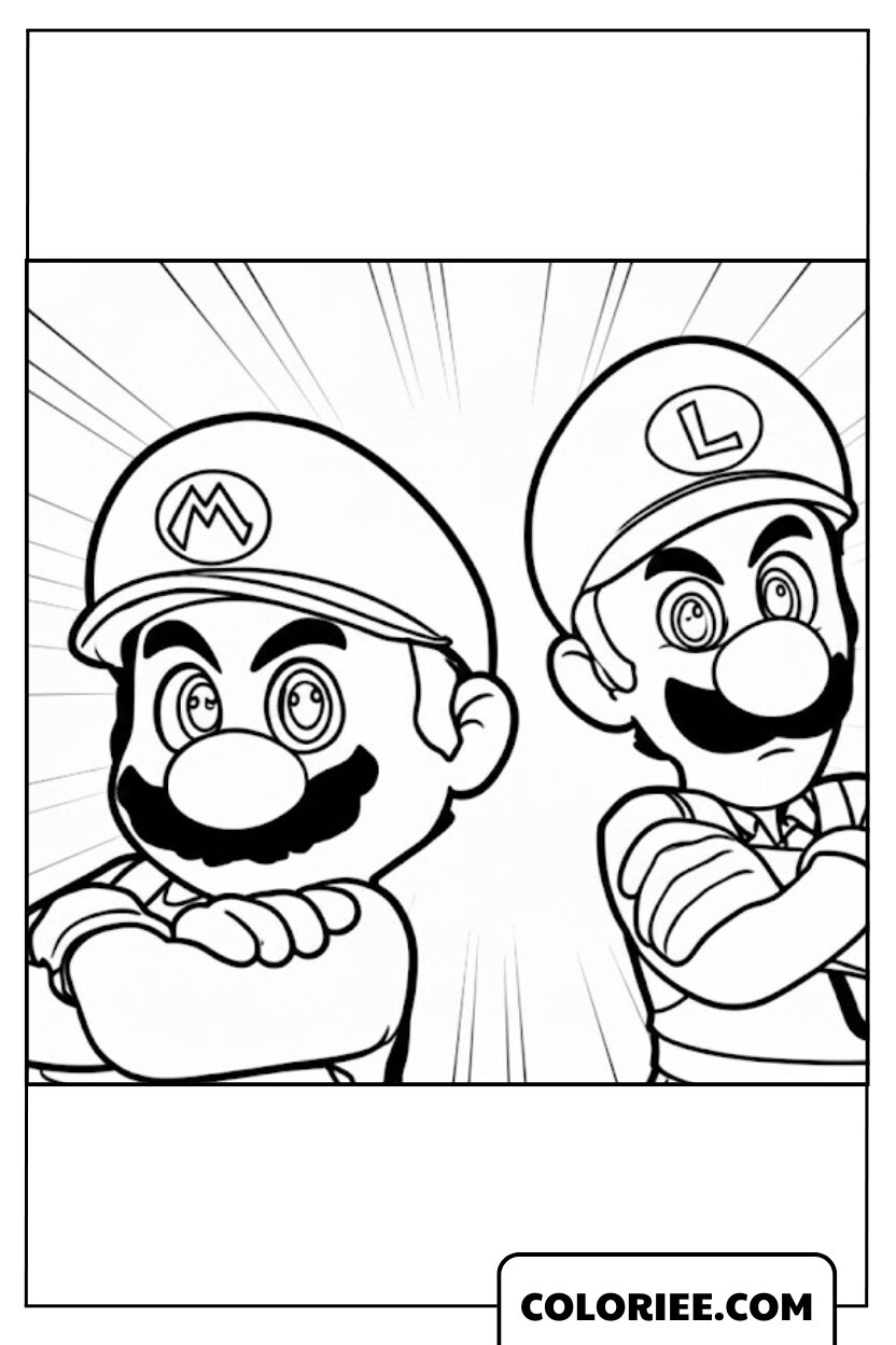 Coloriage Mario Luigi Croises