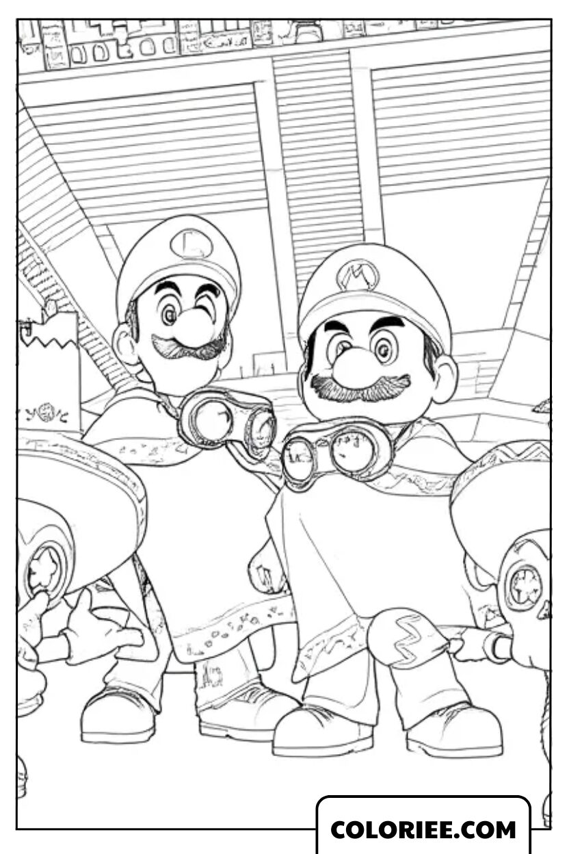 Coloriage Mario Luigi Mexicains