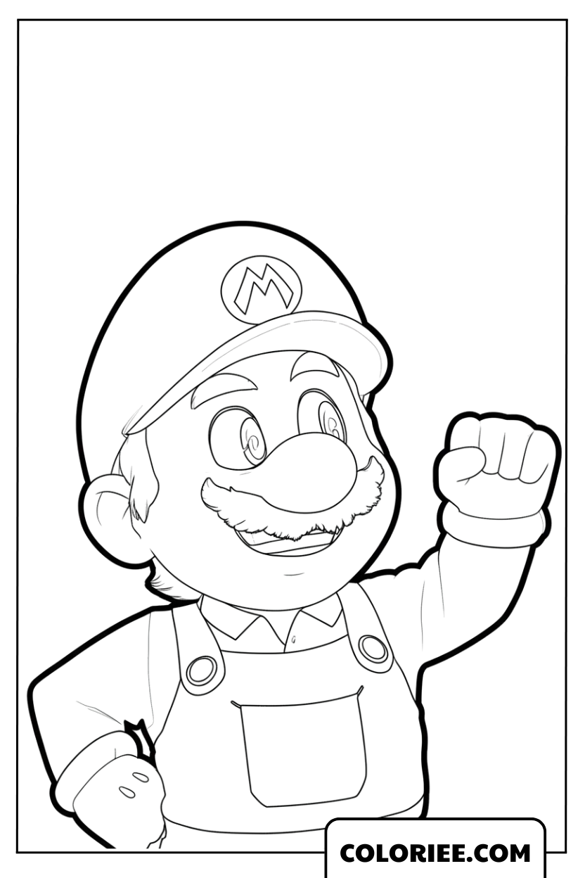 Coloriage Mario Poing Leve