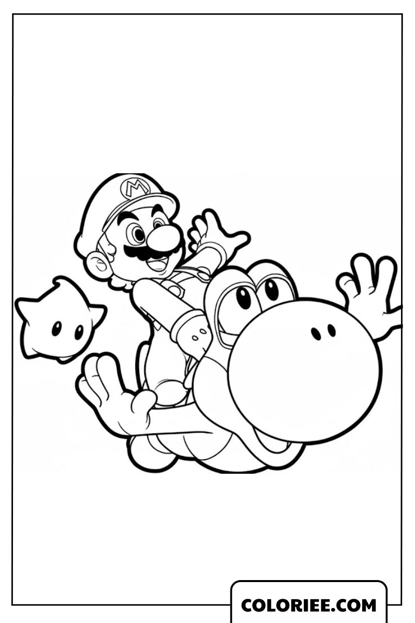 Coloriage Mario Sur Yoshi