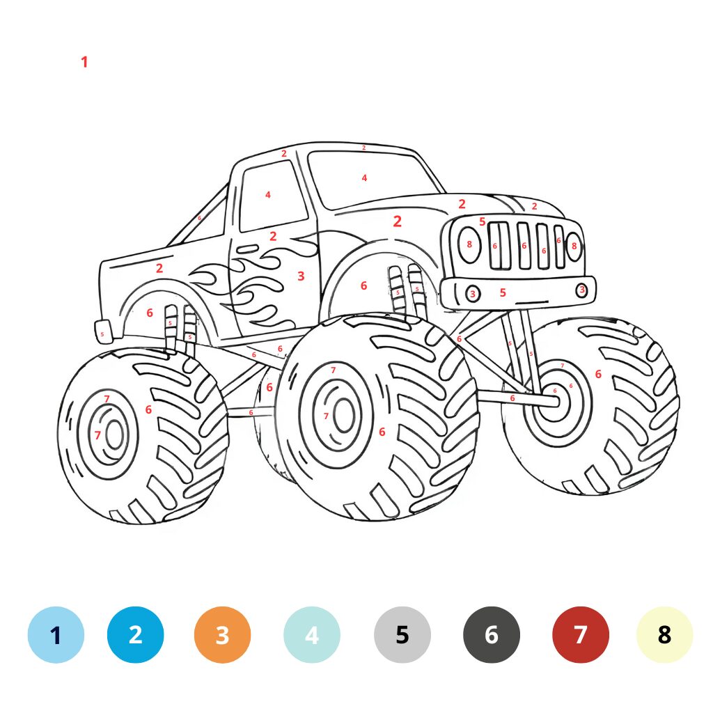 Coloriage Monster Truck par numéros