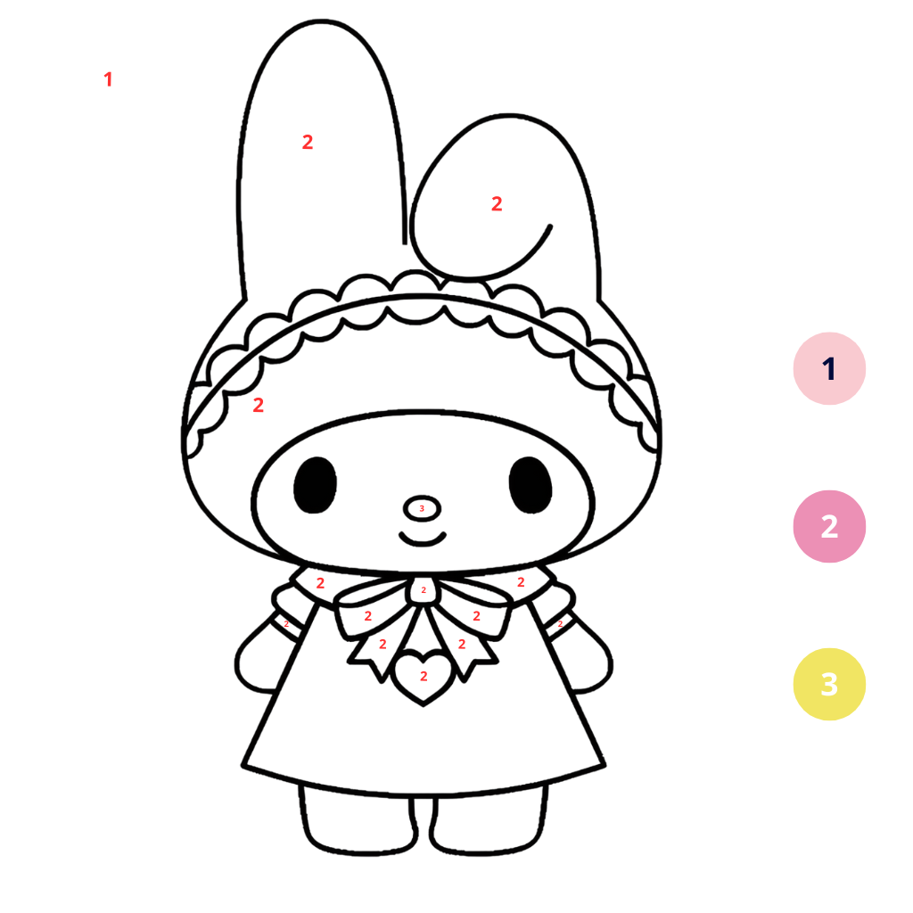 Coloriage My Melody adorable par numéros (2)