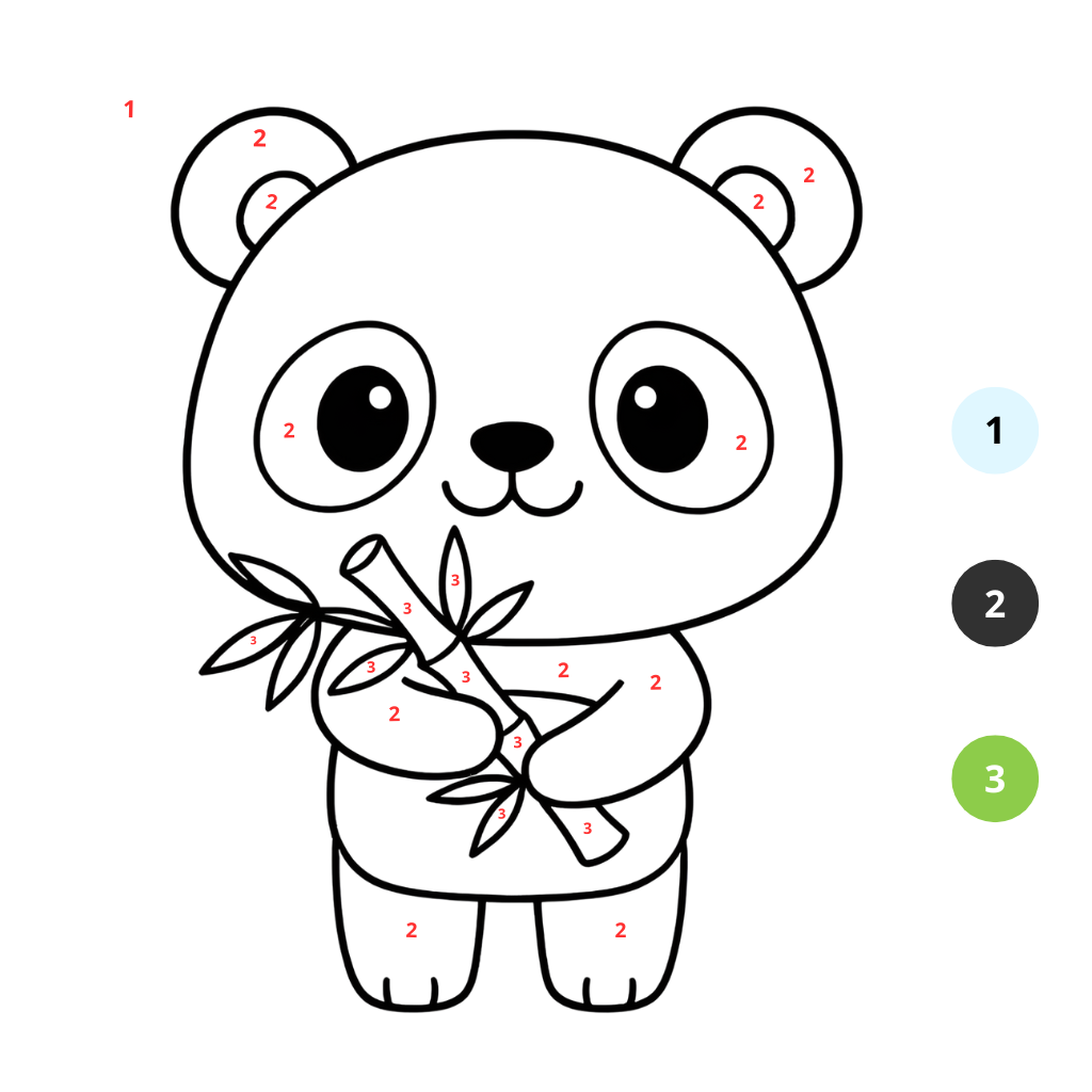 Coloriage Panda adorable par numéros (2)