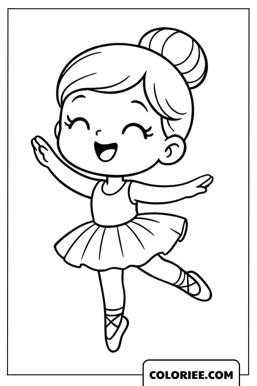 Coloriage Petite Danseuse de Ballet Mignonne