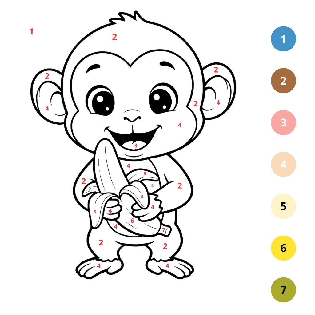 Coloriage Singe par numéros (2)