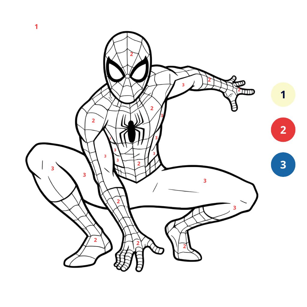Coloriage Spiderman par numéros (2)