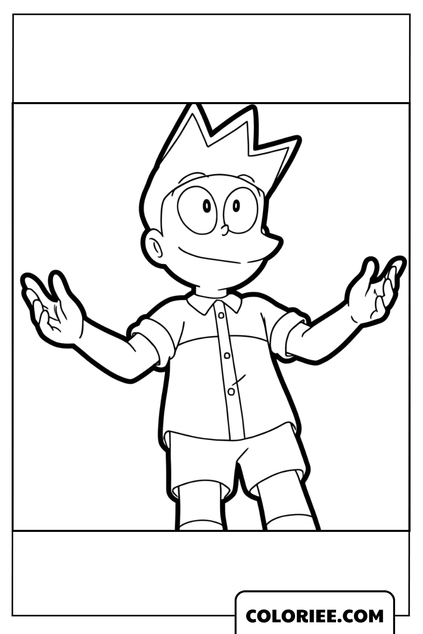 Coloriage Suneo Heureux Bras Ouverts