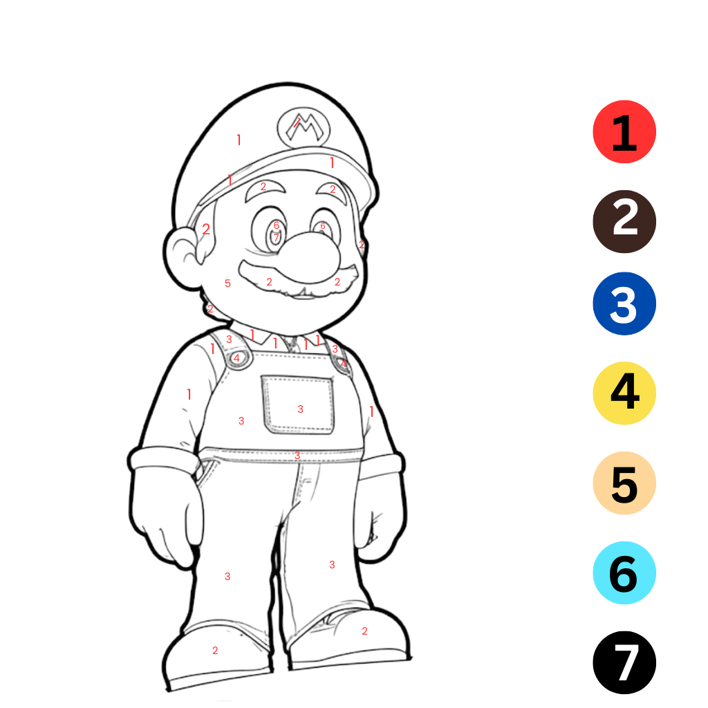 Coloriage Super Mario Bros 2 par numéros (2)