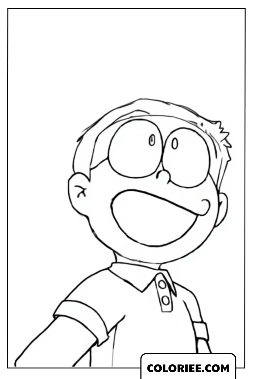 Coloriage Visage Nobita Souriant