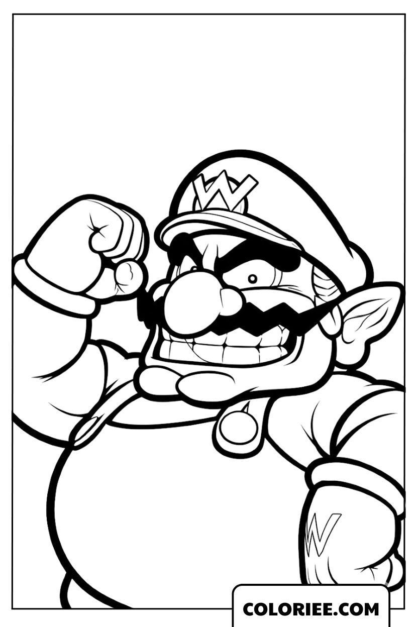 Coloriage Wario Muscle Pose