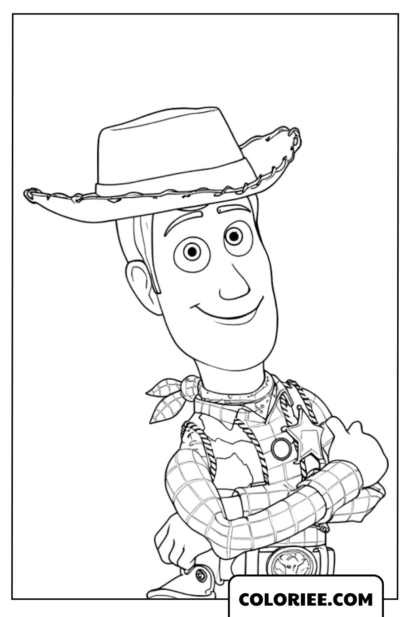 Coloriage Woody Cowboy Souriant