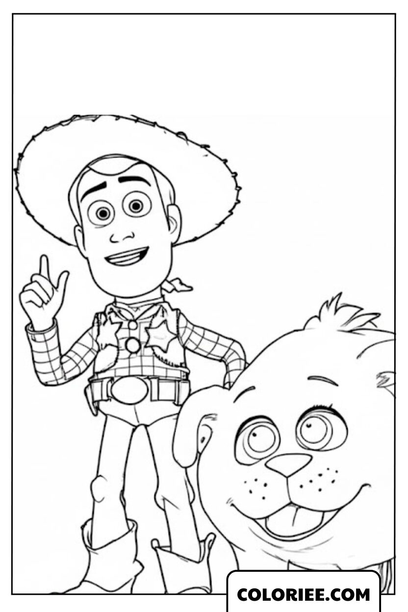 Coloriage Woody Et Chien Buster