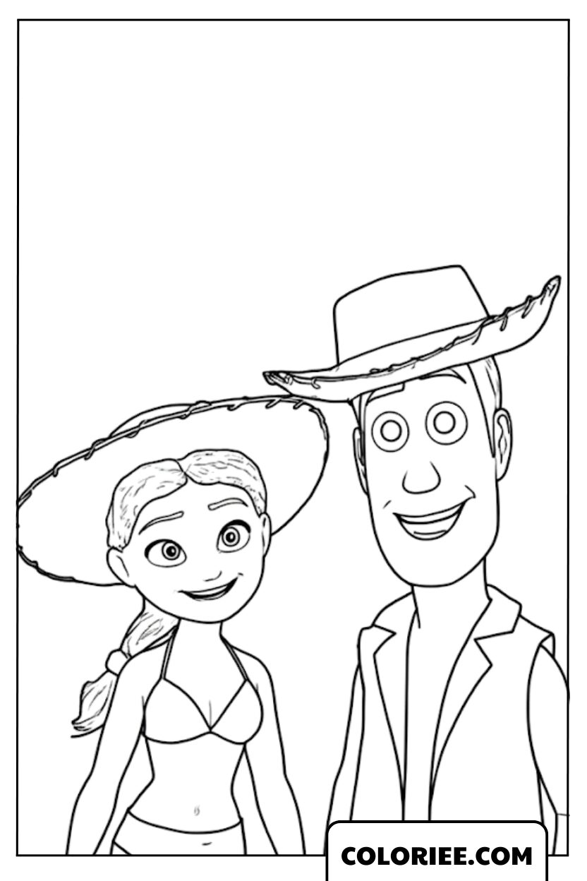 Coloriage Woody Et Jessie Plage