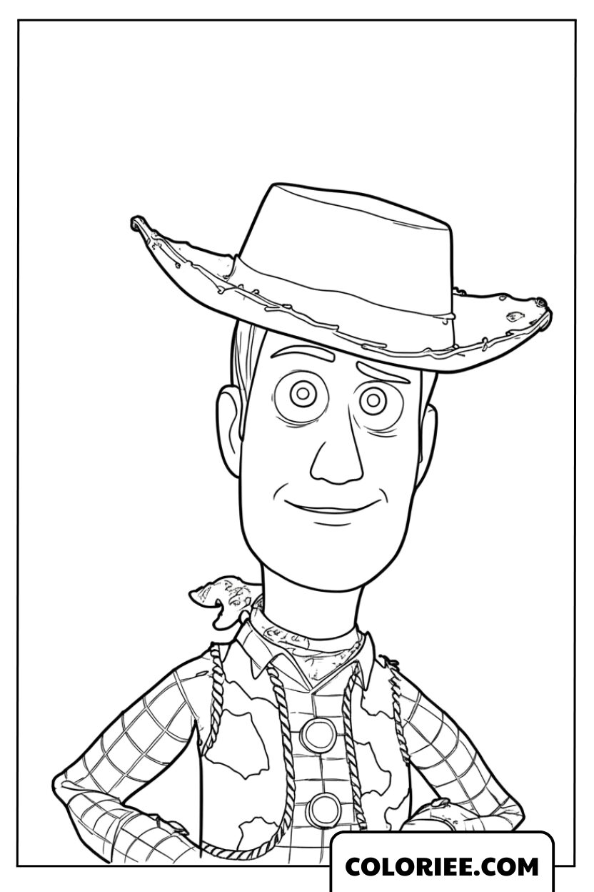 Coloriage Woody Visage Fatigue