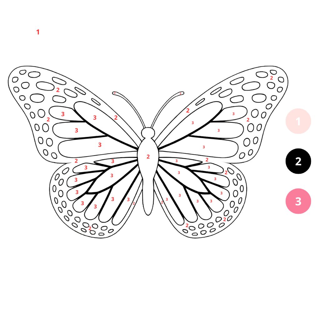 Coloriage papillon par numéros (2)