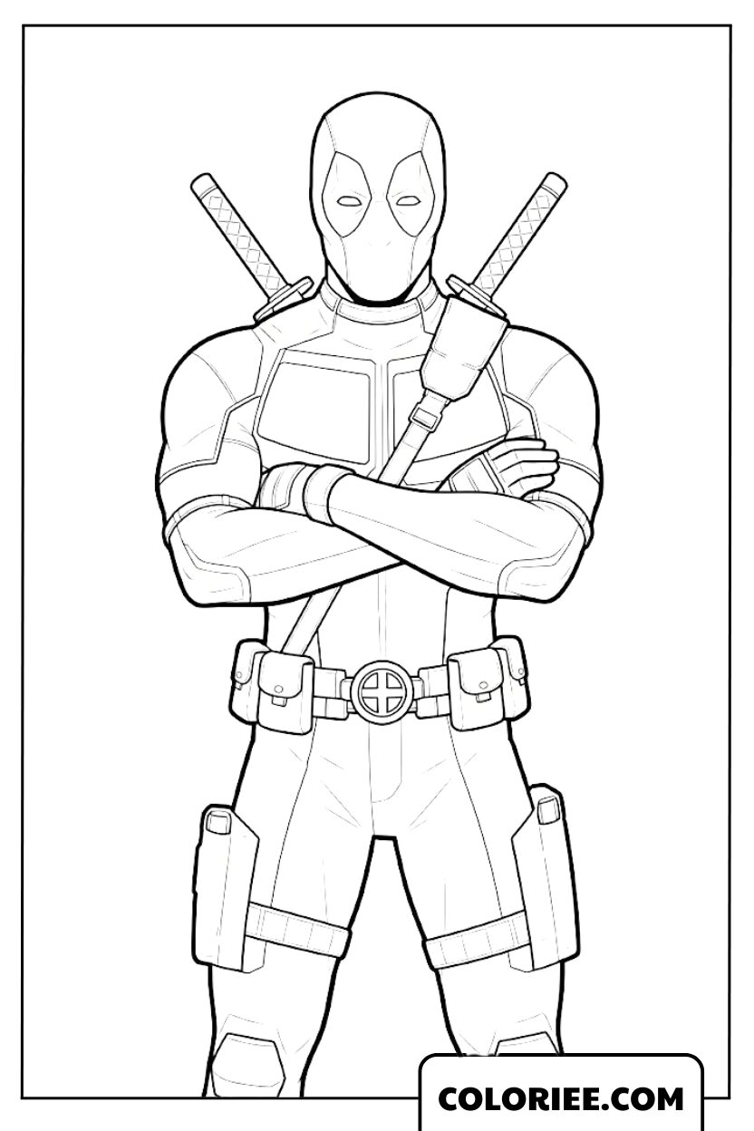 Deadpool bras croisés, pose emblématique