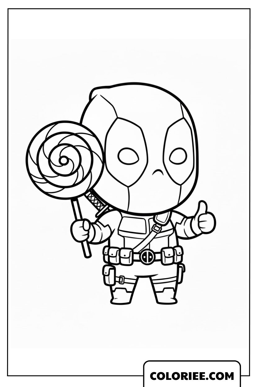 Deadpool chibi avec une sucette ultra mignonne