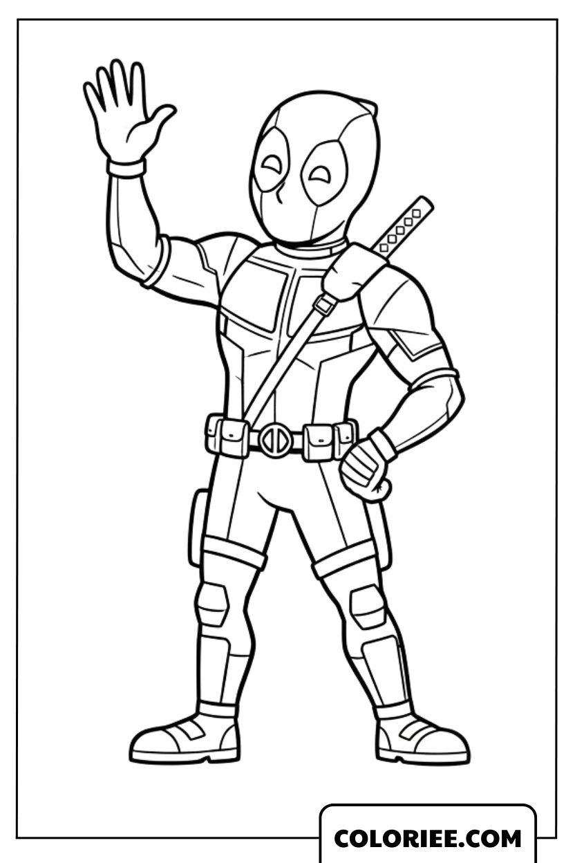 Deadpool saluant avec style de super-héros
