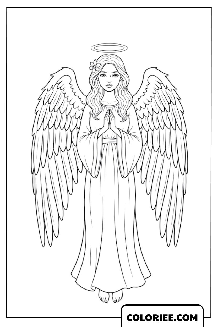 Dessin Ange Sacré en Prière
