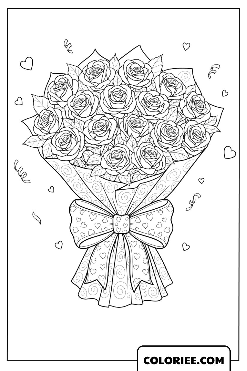 Dessin Bouquet de Roses d’Amour