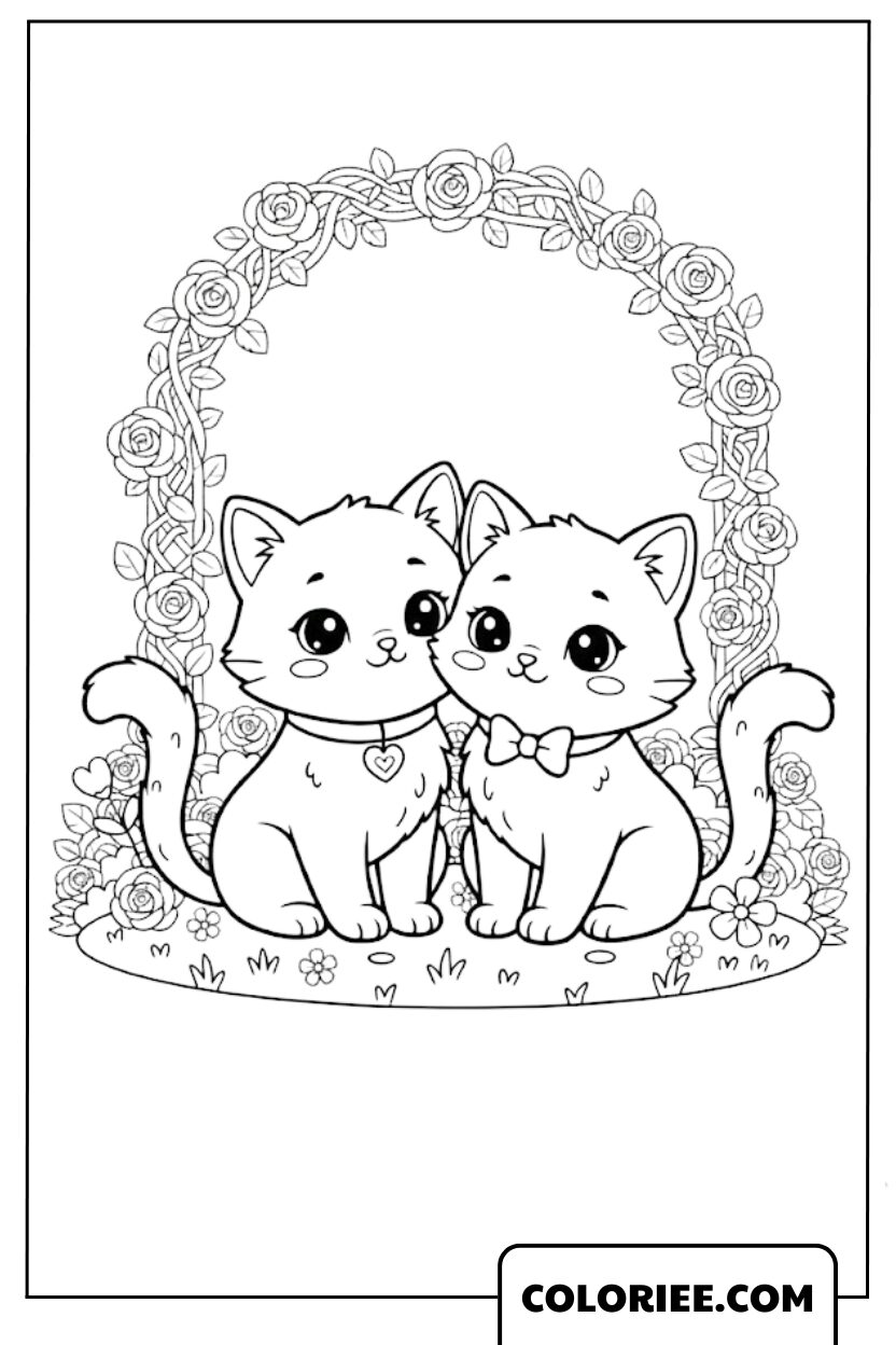 Dessin Chats Amoureux