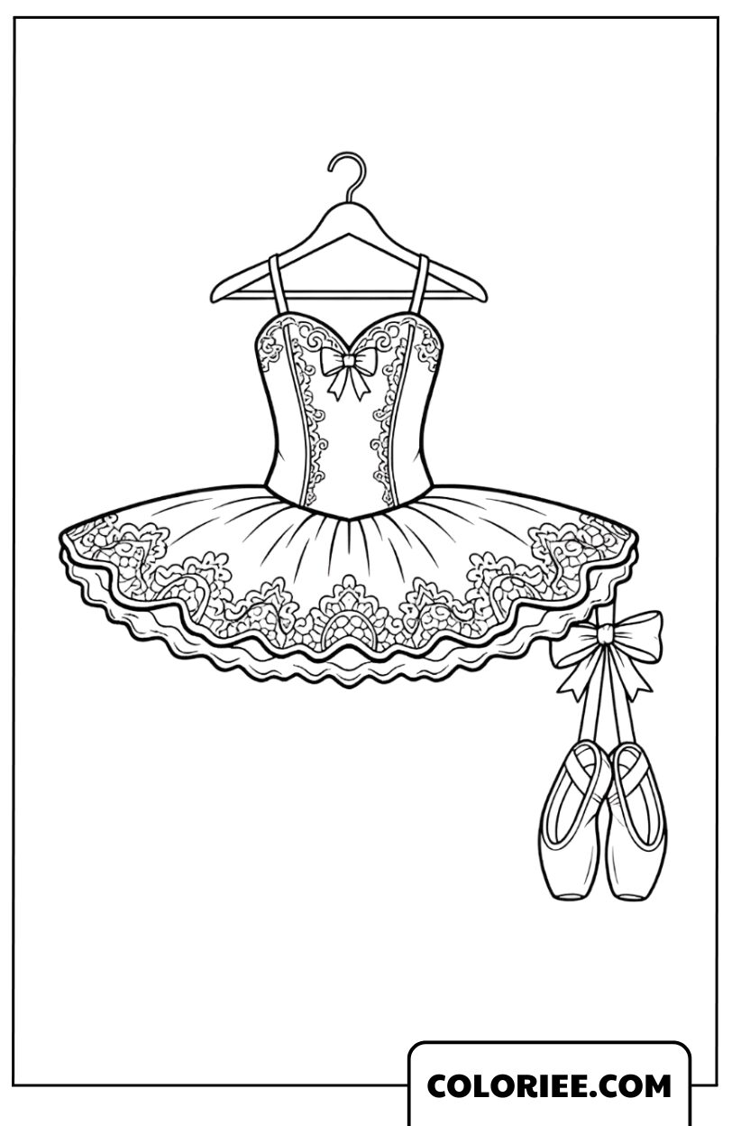 Dessin Costume de Ballet Élégant avec Pointes