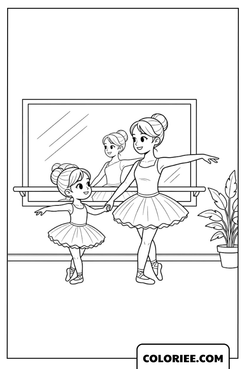 Dessin Cours de Ballet pour Petites Danseuses