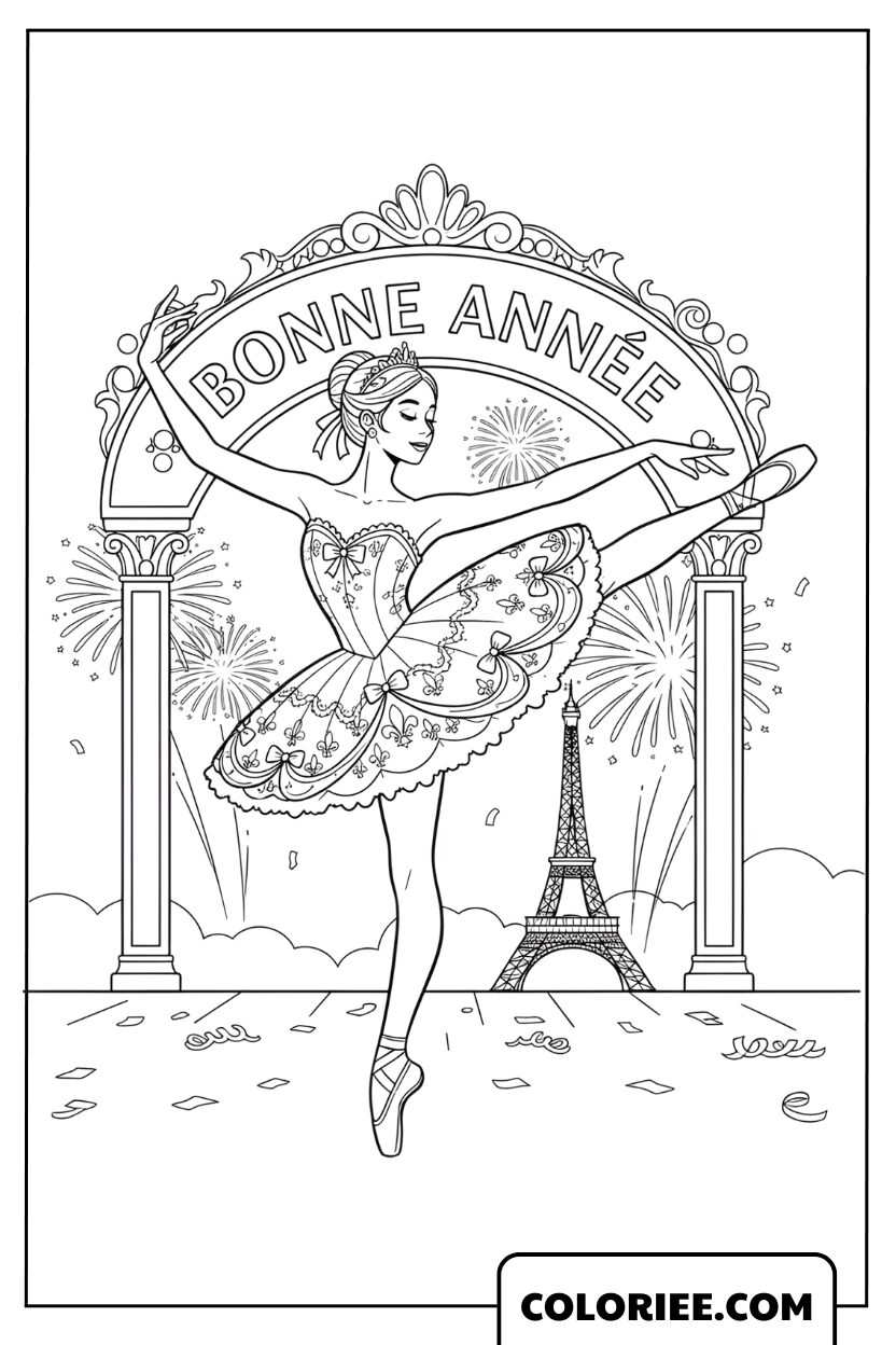 Dessin Danseuse de Ballet à Paris – Bonne Année Étincelante