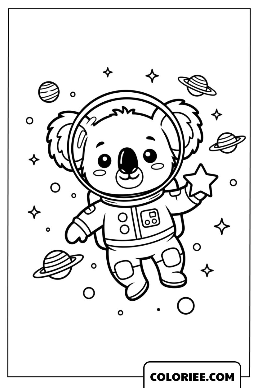 Dessin Koala Astronaute Explorant l’Espace