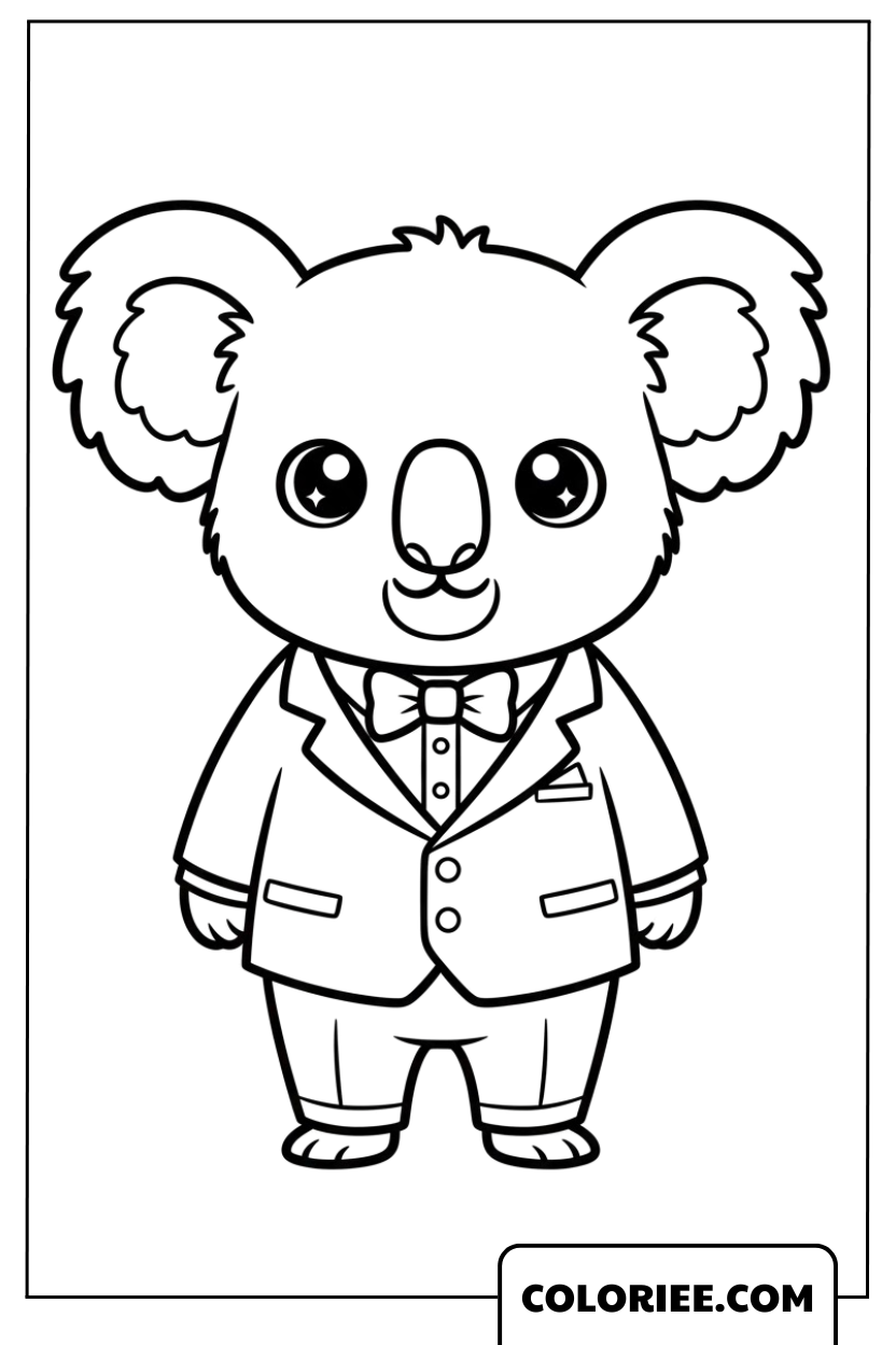 Dessin Koala en Costume Élégant