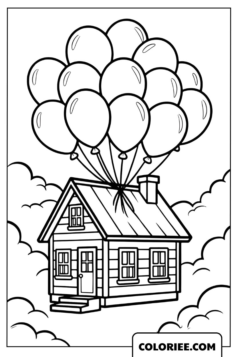 Dessin Maison Volante Aux Ballons