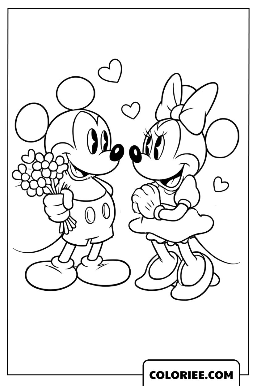 Dessin Mickey & Minnie – Doux Amour de la Saint Valentin