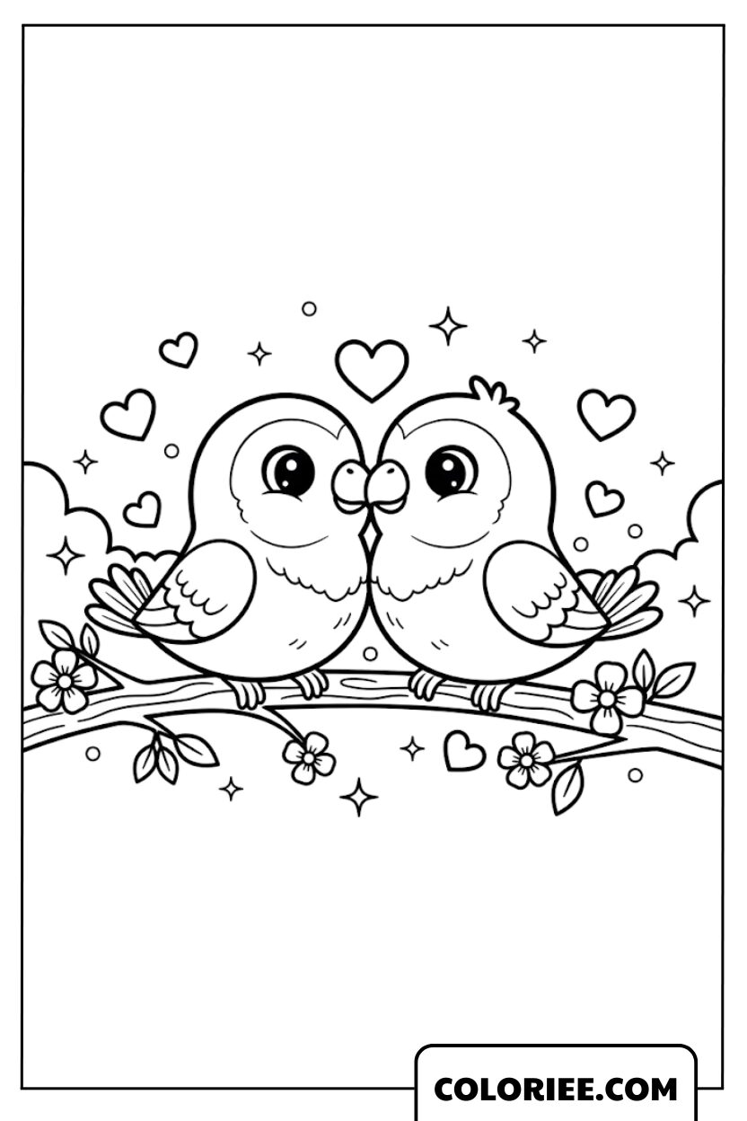 Dessin Oiseaux Amoureux