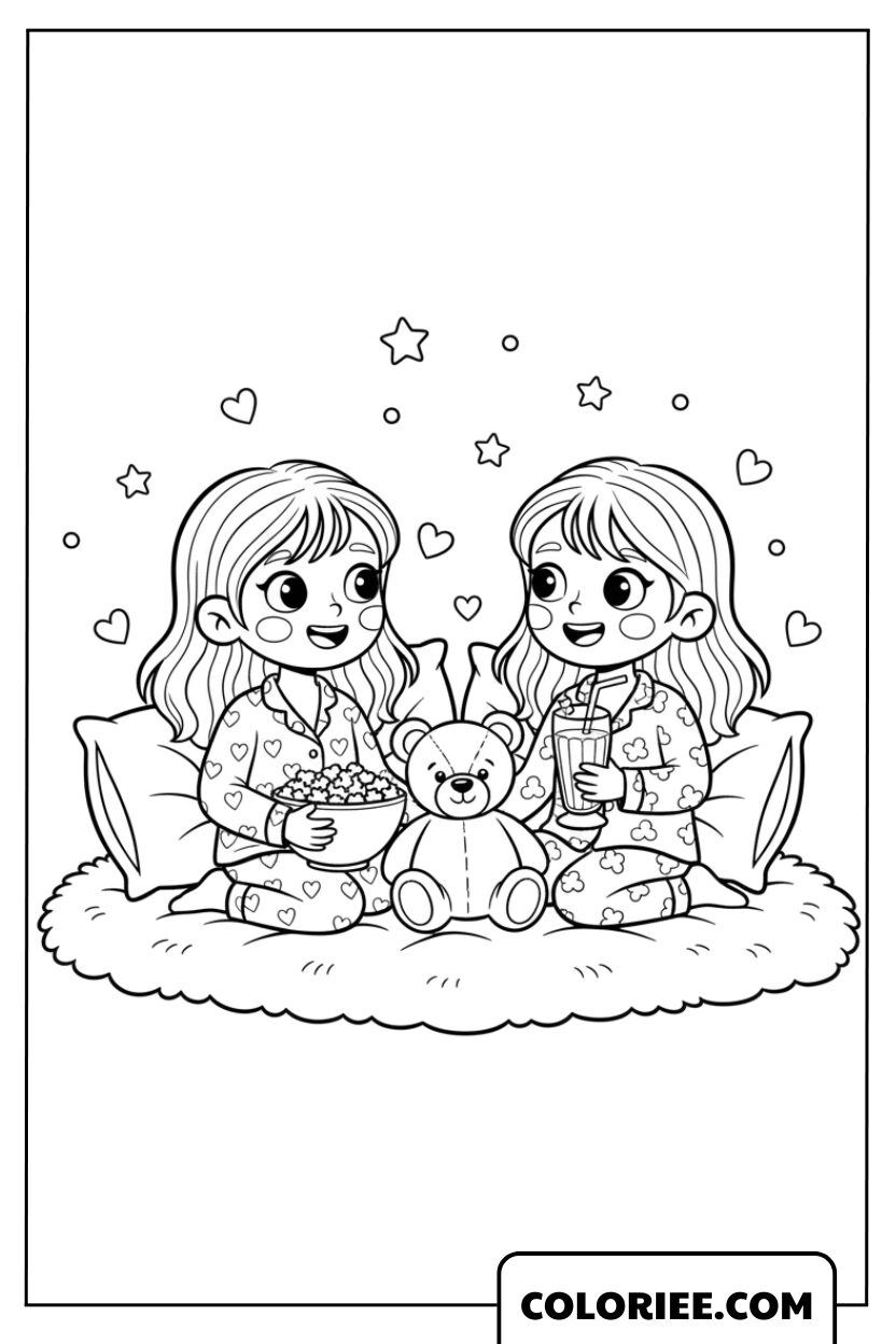 Dessin Pyjama Party Trop Mignonne entre Deux Meilleures Amies
